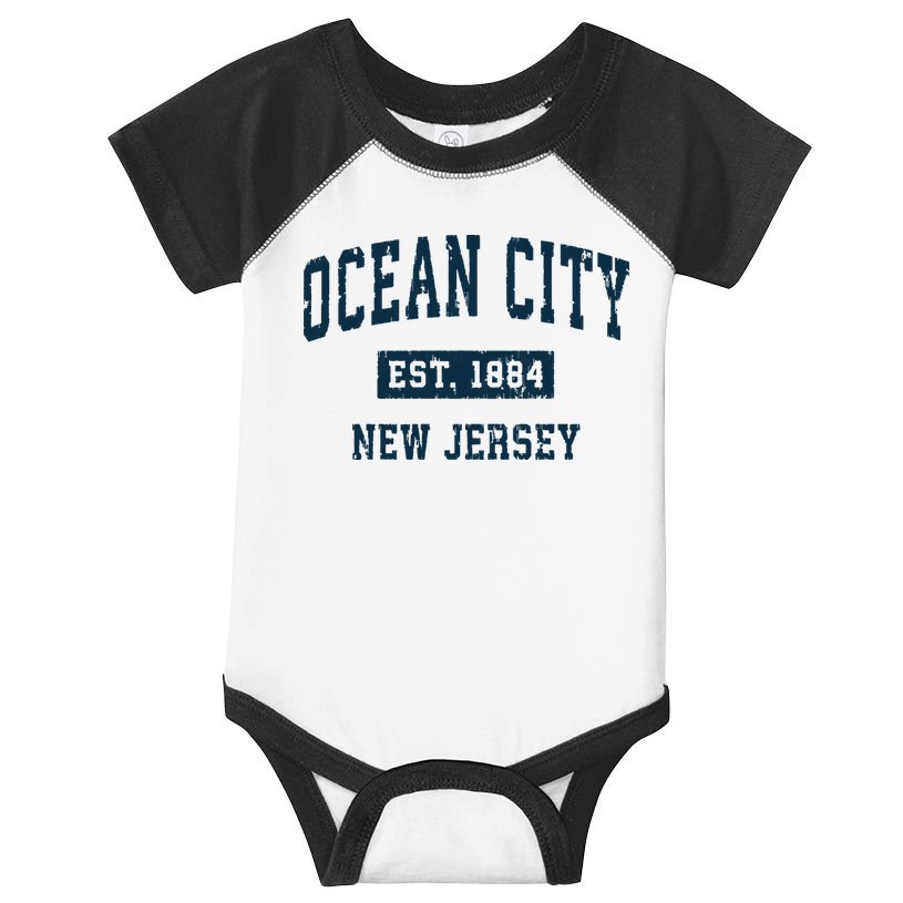 Ocean City New Jersey Nj Vintage Sports Design Print Infant Baby Jersey Bodysuit