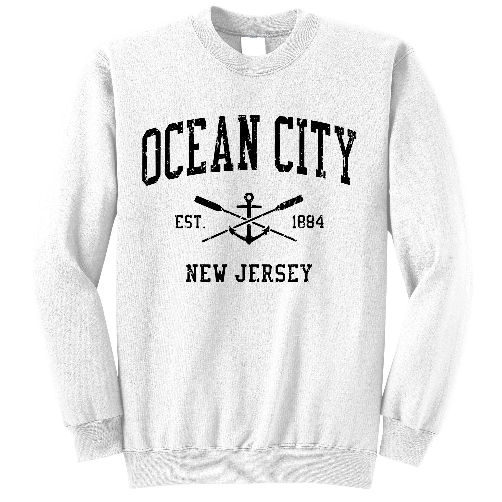 Ocean City Nj Vintage Crossed Oars Boat Anchor Sports Sweatshirt