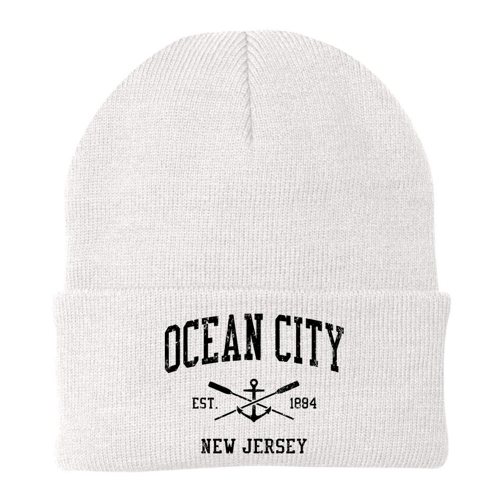 Ocean City Nj Vintage Crossed Oars Boat Anchor Sports Beanie