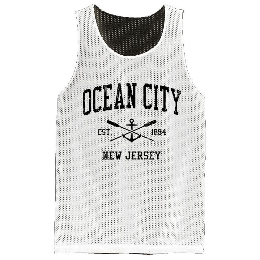 Ocean City Nj Vintage Crossed Oars Boat Anchor Sports Mesh Reversible Basketball Jersey Tank