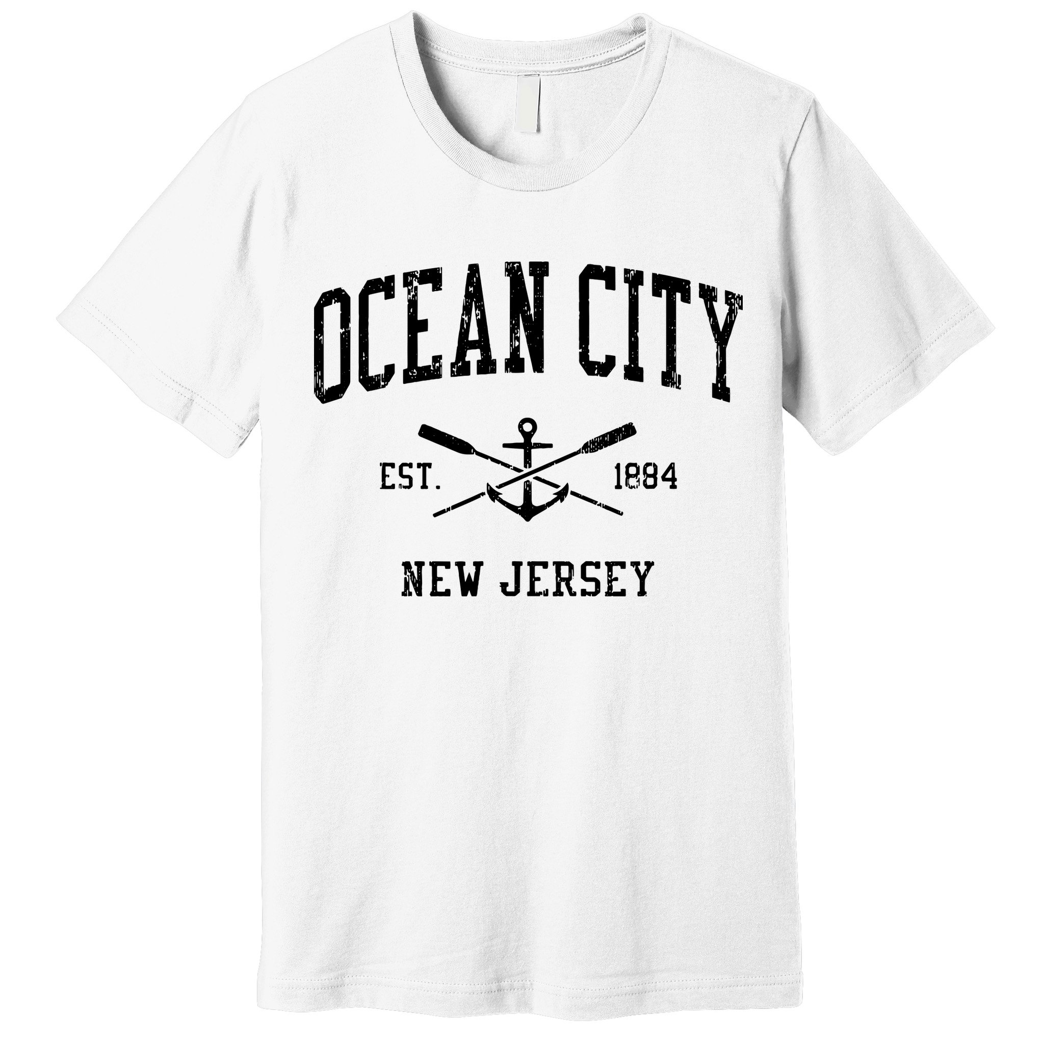 Ocean City Nj Vintage Crossed Oars Boat Anchor Sports Premium T-Shirt