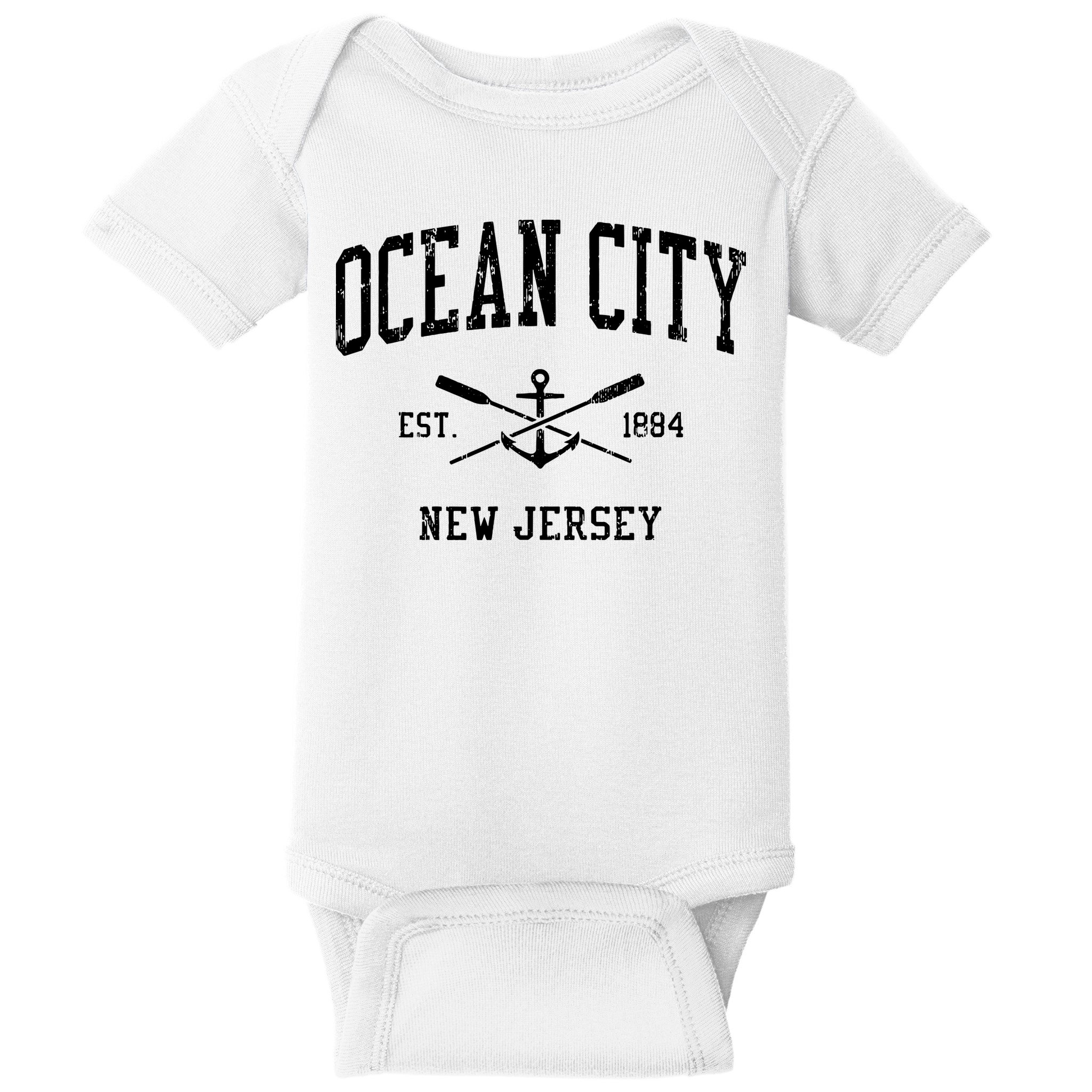 Ocean City Nj Vintage Crossed Oars Boat Anchor Sports Baby Bodysuit
