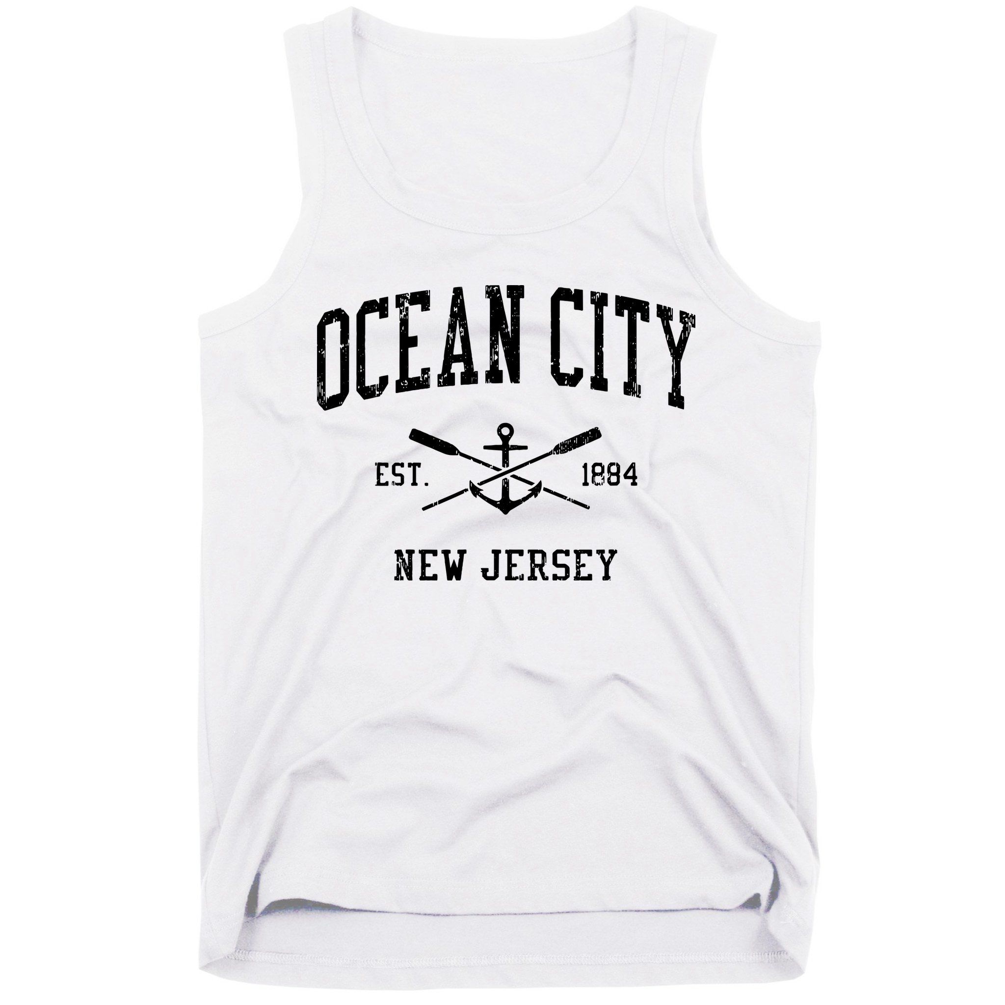 Ocean City Nj Vintage Crossed Oars Boat Anchor Sports Tank Top
