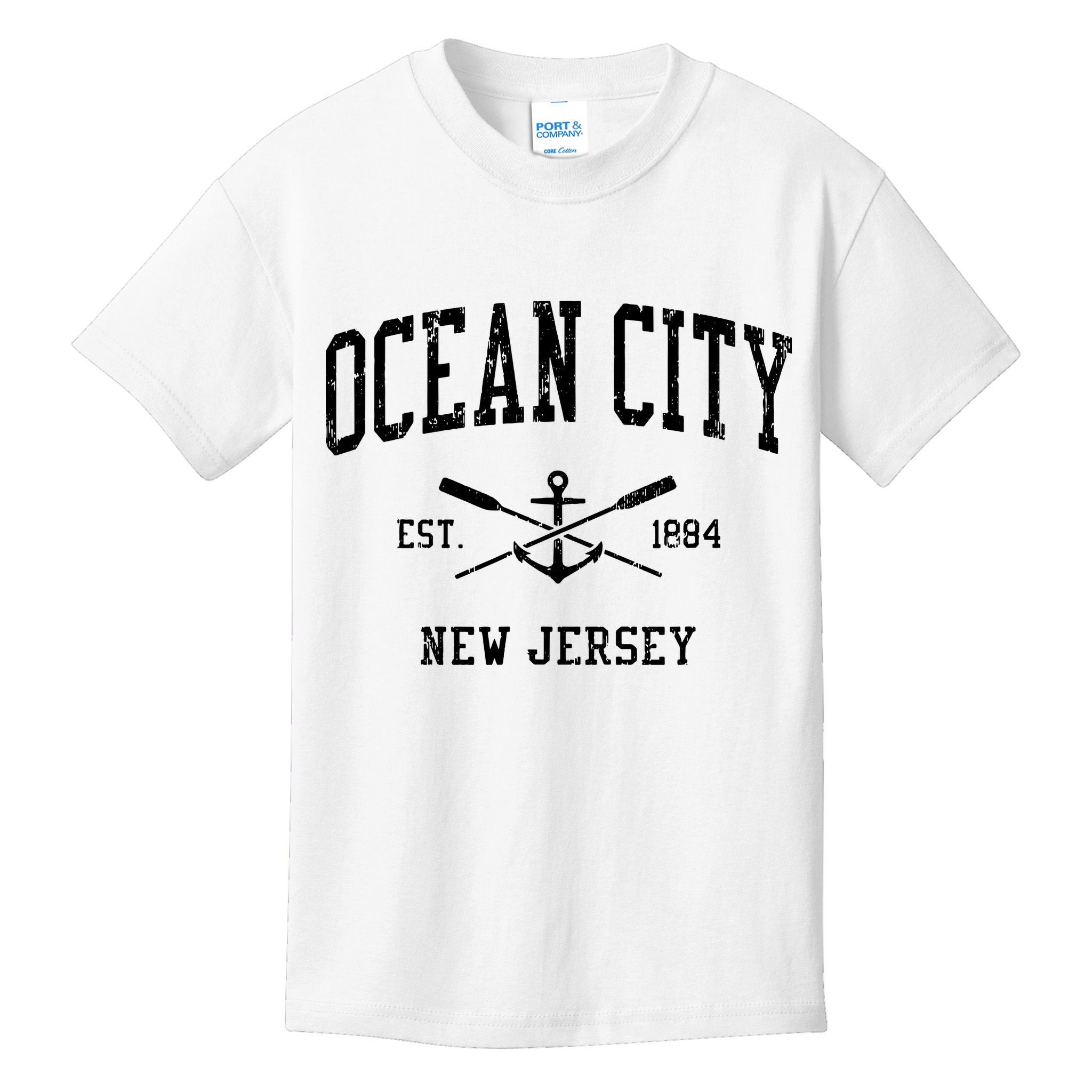 Ocean City Nj Vintage Crossed Oars Boat Anchor Sports Kids T-Shirt