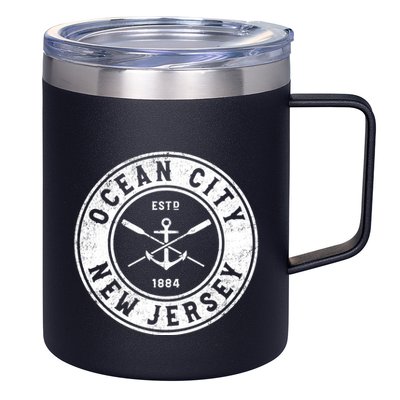Ocean City New Jersey Nj Vintage Boat Anchor & Oars 12oz Stainless Steel Coffee Mug