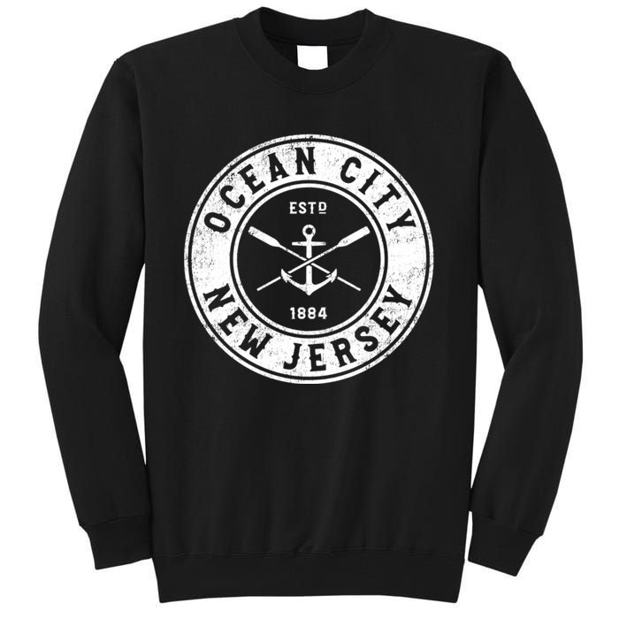 Ocean City New Jersey Nj Vintage Boat Anchor & Oars Tall Sweatshirt