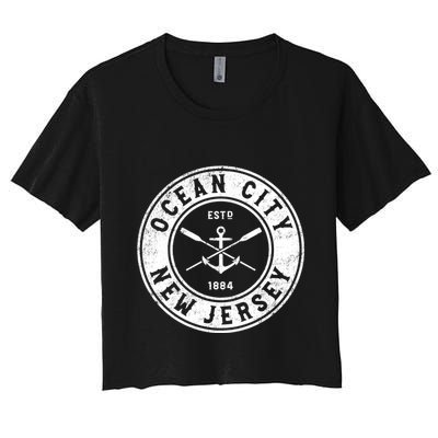 Ocean City New Jersey Nj Vintage Boat Anchor & Oars Crop Top