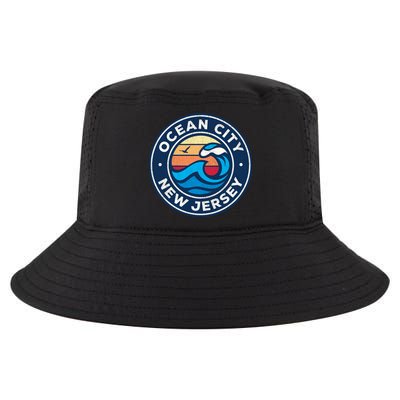 Ocean City New Jersey Nj Vintage Nautical Waves Design Cool Comfort Performance Bucket Hat