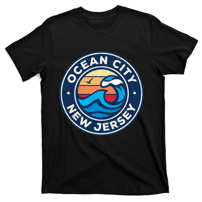 Ocean City New Jersey Nj Vintage Nautical Waves Design T-Shirt