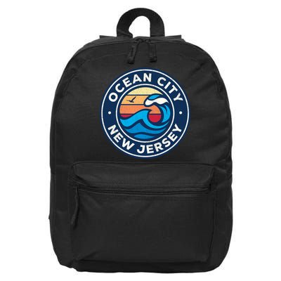 Ocean City New Jersey Nj Vintage Nautical Waves Design 16 in Basic Backpack