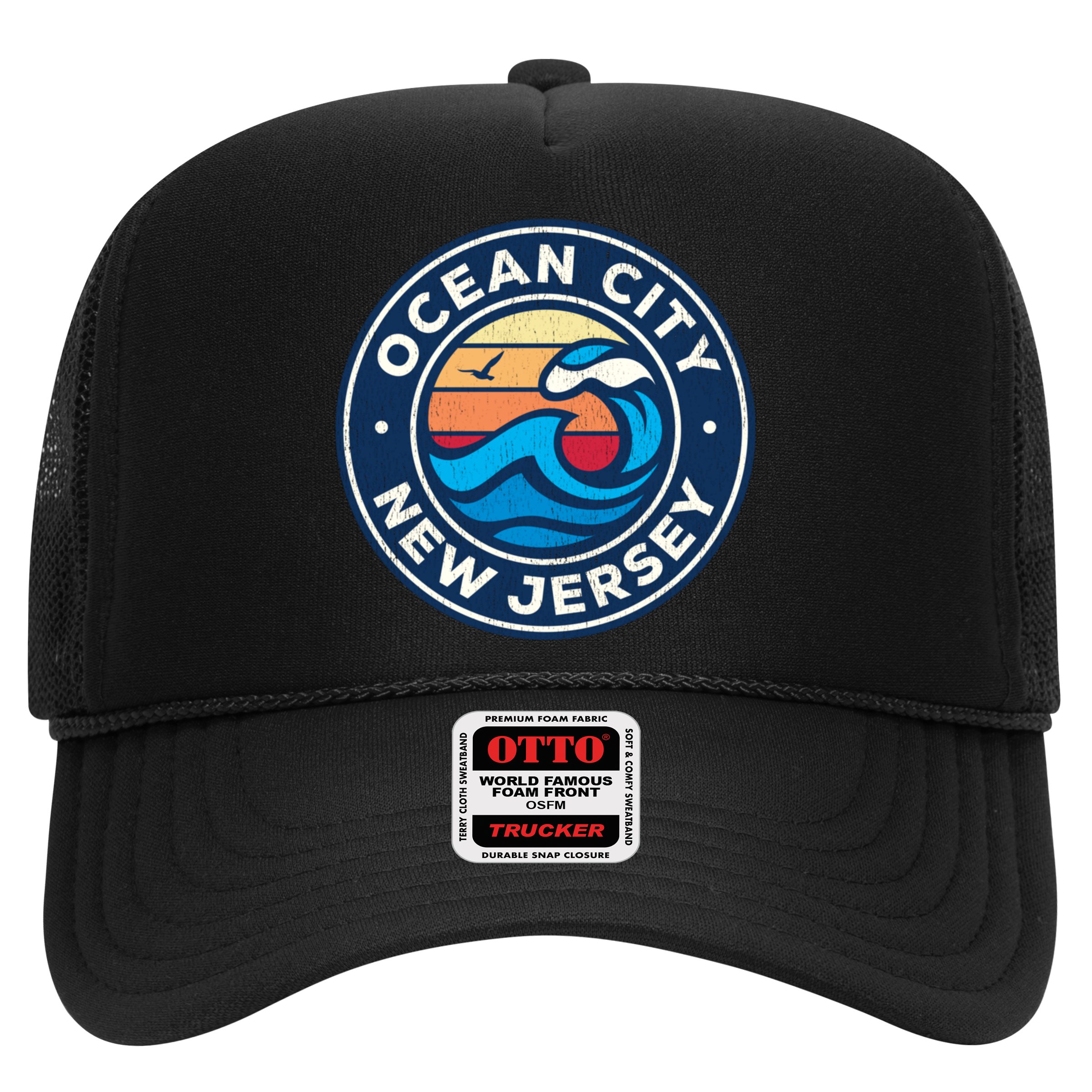 Ocean City New Jersey Nj Vintage Nautical Waves Design Hat