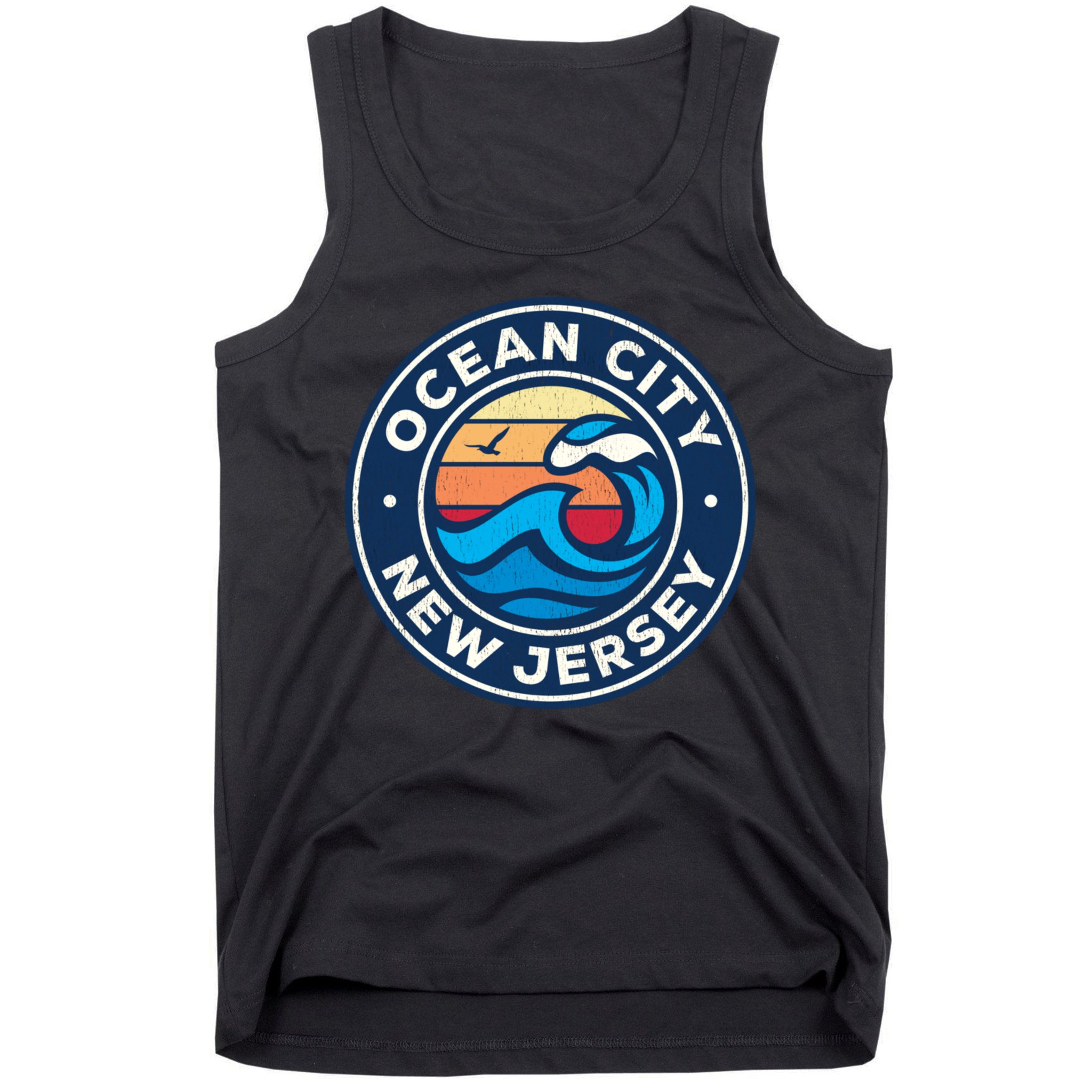 Ocean City New Jersey Nj Vintage Nautical Waves Design Tank Top