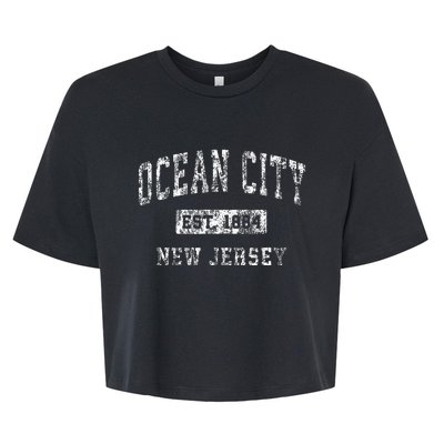 Ocean City New Jersey Nj Vintage Established Sports Bella+Canvas Jersey Crop Tee