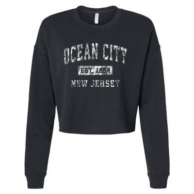 Ocean City New Jersey Nj Vintage Established Sports Cropped Pullover Crew