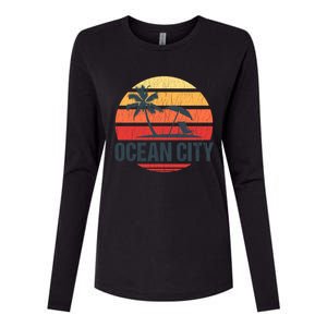 Ocean City Nj Md Beach Retro Sun Distressed Design Gift Womens Cotton Relaxed Long Sleeve T-Shirt