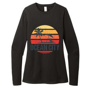 Ocean City Nj Md Beach Retro Sun Distressed Design Gift Womens CVC Long Sleeve Shirt