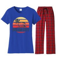 Ocean City Nj Md Beach Retro Sun Distressed Design Gift Women's Flannel Pajama Set