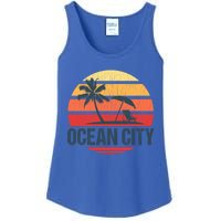 Ocean City Nj Md Beach Retro Sun Distressed Design Gift Ladies Essential Tank