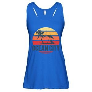 Ocean City Nj Md Beach Retro Sun Distressed Design Gift Ladies Essential Flowy Tank