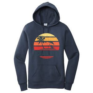 Ocean City Nj Md Beach Retro Sun Distressed Design Gift Women's Pullover Hoodie