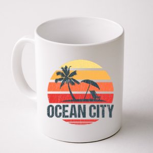 Ocean City Nj Md Beach Retro Sun Distressed Design Gift Coffee Mug