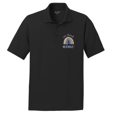 On Cloud Nine 9th Birthday 9 Years Old Rainbow PosiCharge RacerMesh Polo