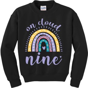 On Cloud Nine 9th Birthday 9 Years Old Rainbow Kids Sweatshirt