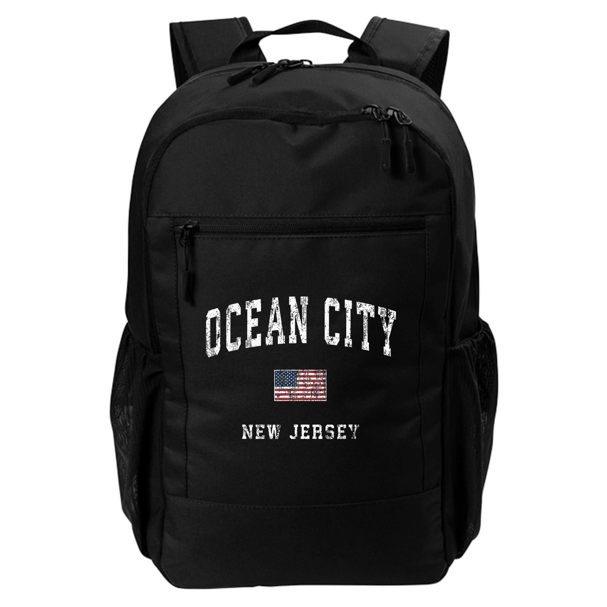 Ocean City New Jersey Nj American Flag Sports Backpack