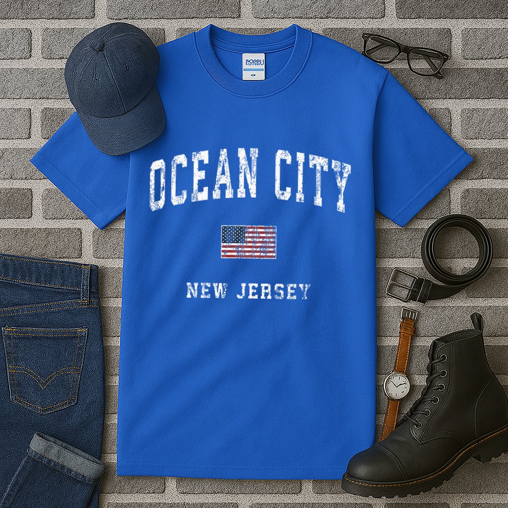 Ocean City New Jersey Nj American Flag Sports Tall T-Shirt