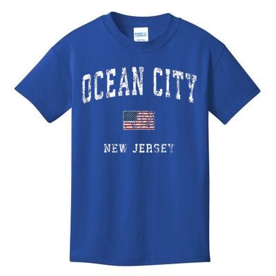 Ocean City New Jersey Nj American Flag Sports Kids T-Shirt