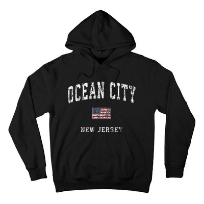 Ocean City New Jersey Nj Vintage American Flag Hoodie