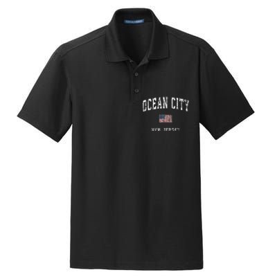 Ocean City New Jersey Nj Vintage American Flag Dry Zone Grid Polo