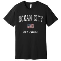 Ocean City New Jersey Nj Vintage American Flag Premium T-Shirt