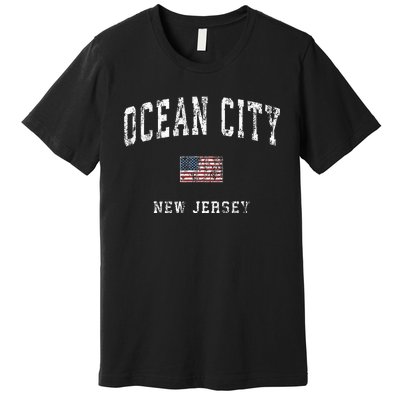 Ocean City New Jersey Nj Vintage American Flag Premium T-Shirt