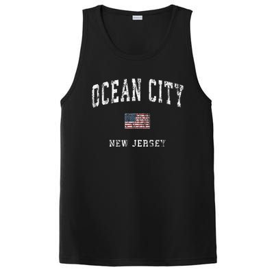 Ocean City New Jersey Nj Vintage American Flag PosiCharge Competitor Tank