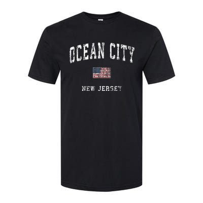 Ocean City New Jersey Nj Vintage American Flag Softstyle CVC T-Shirt