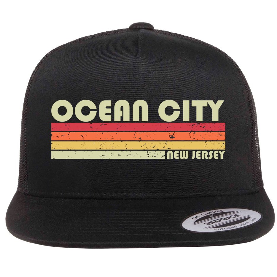 Ocean City Nj New Jersey Funny City Home Roots Gift Retro Great Gift Flat Bill Trucker Hat