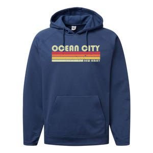 Ocean City Nj New Jersey Funny City Home Roots Gift Retro Great Gift Performance Fleece Hoodie