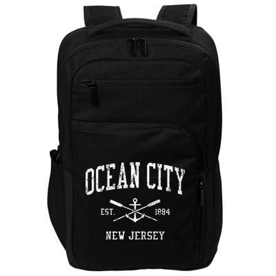 Ocean City Nj Vintage Crossed Oars & Boat Anchor Sports Impact Tech Backpack