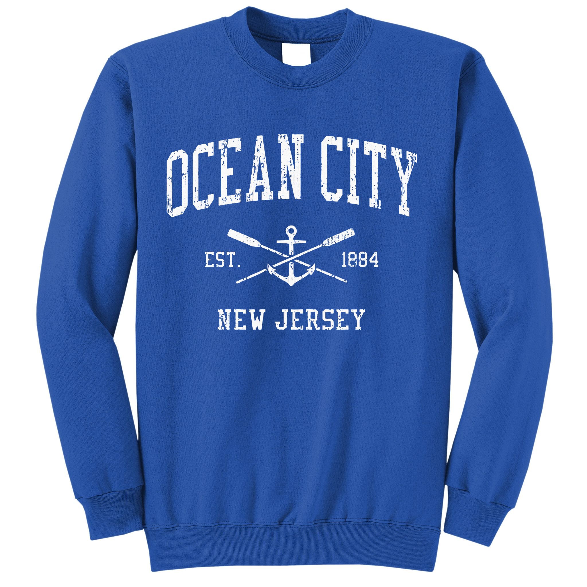 Ocean City Nj Vintage Crossed Oars & Boat Anchor Sports Sweatshirt