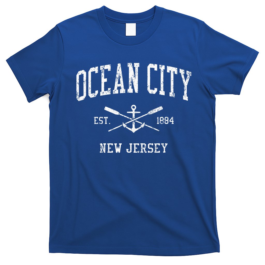 Ocean City Nj Vintage Crossed Oars & Boat Anchor Sports T-Shirt