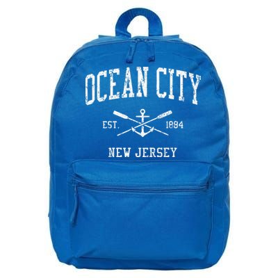 Ocean City Nj Vintage Crossed Oars & Boat Anchor Sports 16 in Basic Backpack