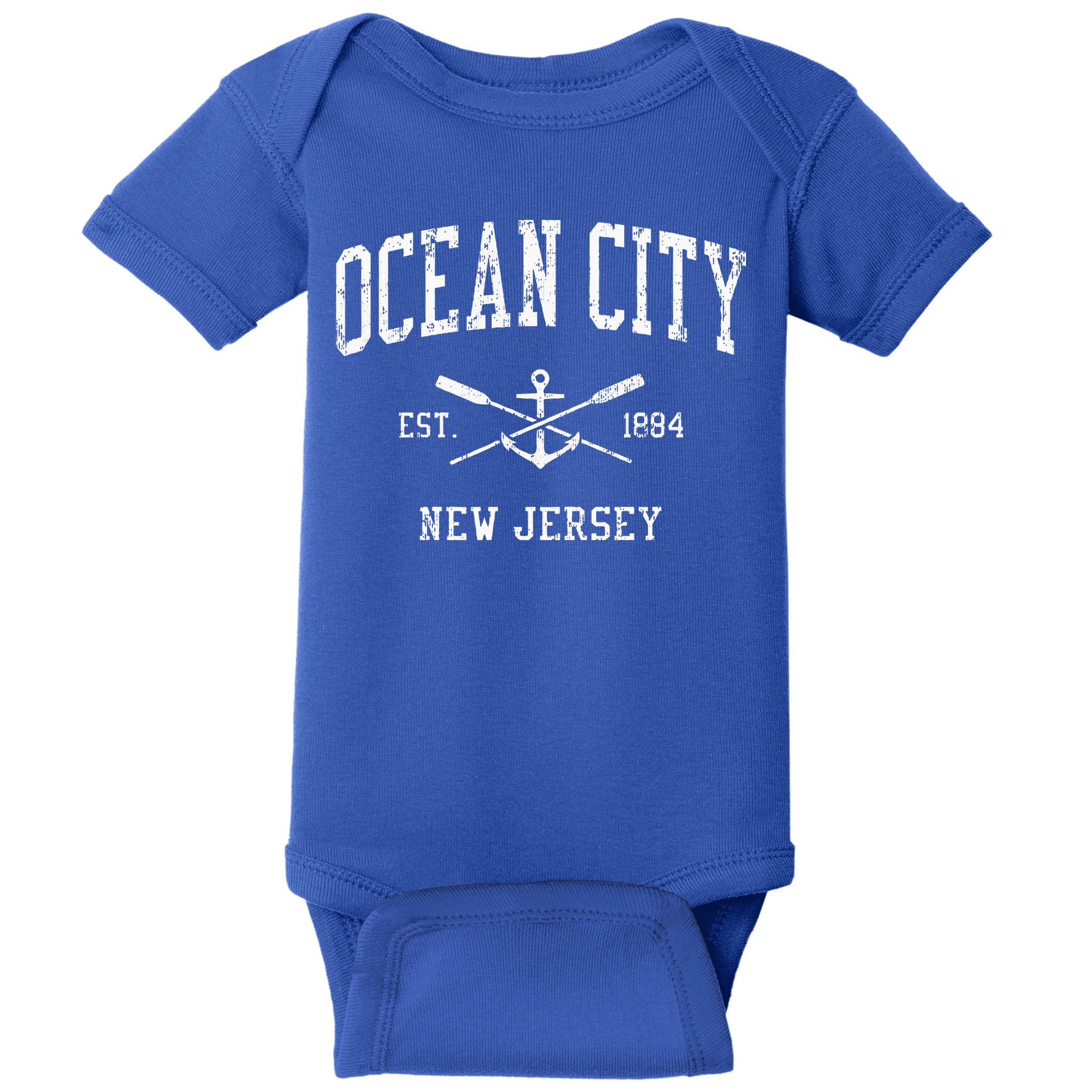Ocean City Nj Vintage Crossed Oars & Boat Anchor Sports Baby Bodysuit