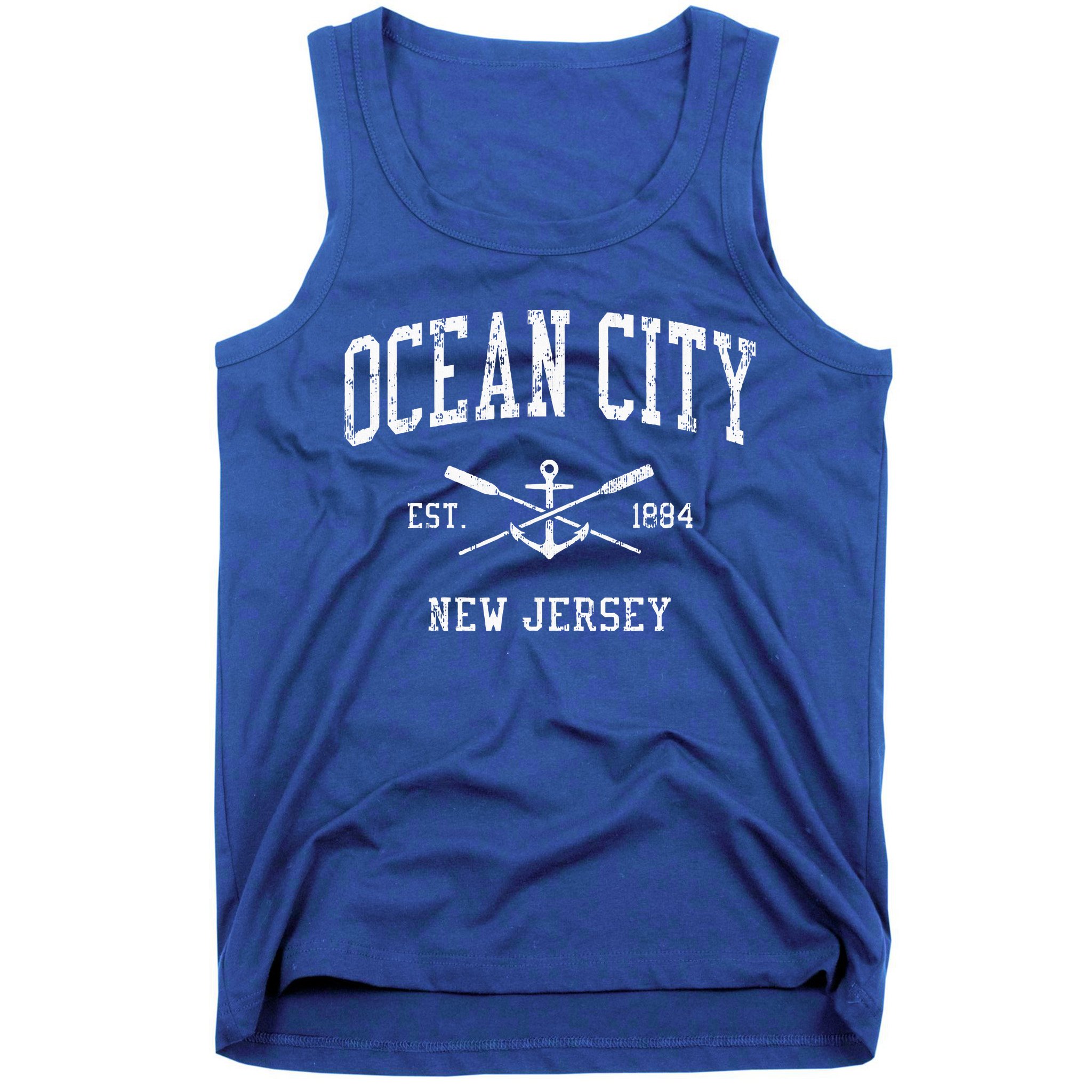 Ocean City Nj Vintage Crossed Oars & Boat Anchor Sports Tank Top