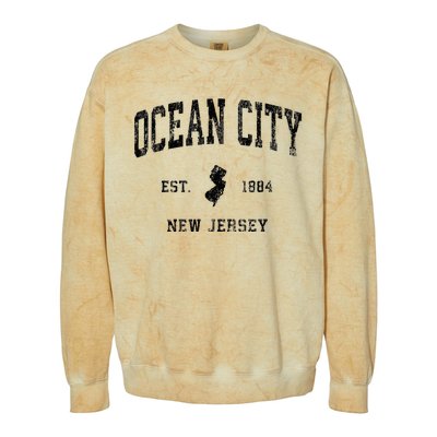 Ocean City New Jersey Nj Vintage Athletic Black Sports Desig Colorblast Crewneck Sweatshirt