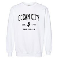 Ocean City New Jersey Nj Vintage Athletic Black Sports Desig Garment-Dyed Sweatshirt