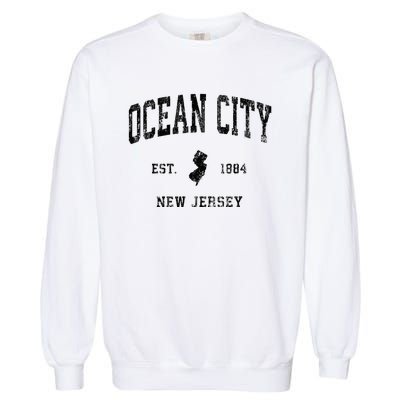 Ocean City New Jersey Nj Vintage Athletic Black Sports Desig Garment-Dyed Sweatshirt