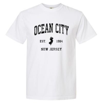 Ocean City New Jersey Nj Vintage Athletic Black Sports Desig Garment-Dyed Heavyweight T-Shirt