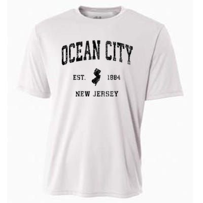 Ocean City New Jersey Nj Vintage Athletic Black Sports Desig Cooling Performance Crew T-Shirt