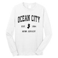 Ocean City New Jersey Nj Vintage Athletic Black Sports Desig Long Sleeve Shirt